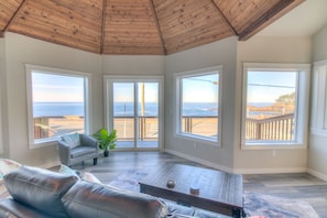 Living area with views of the Pacific Ocean.