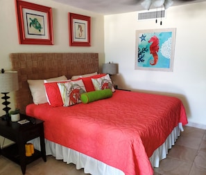 Newly renovated condo with a gorgeous coral decor.