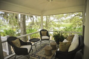 Our very comfortable porch with expansive marsh and water views!