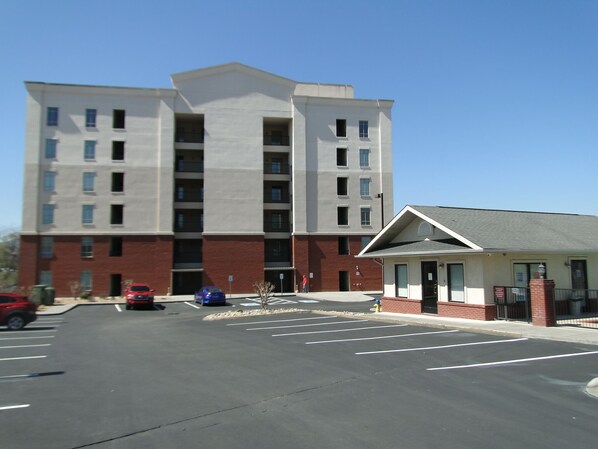 Condo building and pool house