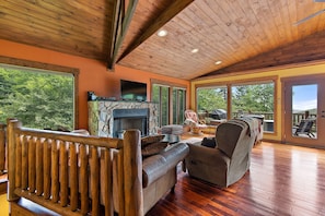 Warm Wood Interior Surrounded by Windows