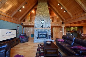 Living Area w/Stone Seasonal Fireplace