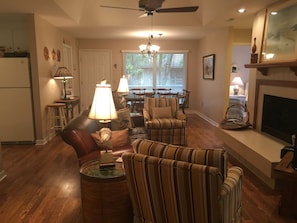 Living Room with fireplace with
TV with recoding option / DVD player