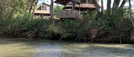 View of both chalets from the Nottely River.