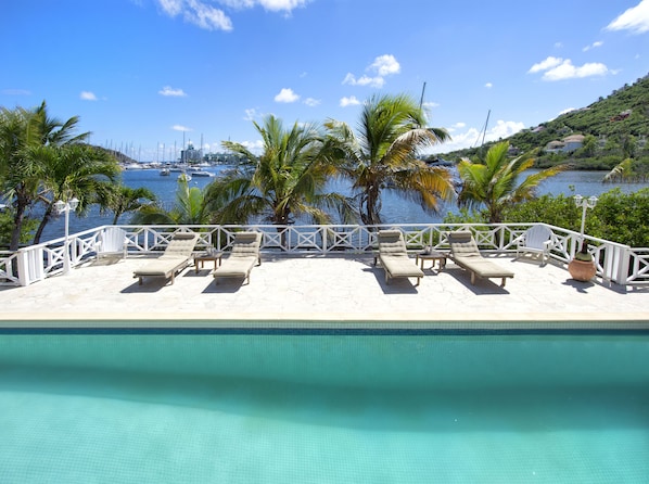 Pool with marina view