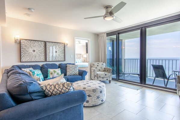 Gulf front living room.
