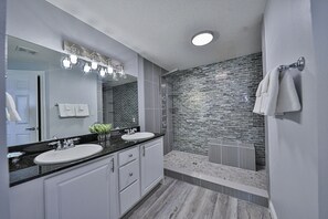 Master bathroom with large walk in shower.