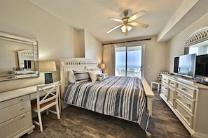 King size bed in the master bedroom.