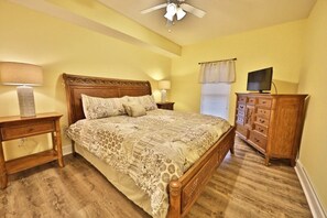 King size bed in the master bedroom.