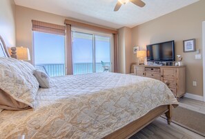 King size bed in the master bedroom.