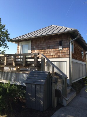 Sit on the relaxing deck and watch the sunset along the waterfront marina