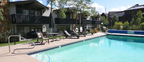 Your vacation is complete when you relax pool side at the beautiful outdoor pool and hot tub with views of Snowmass Mountain.