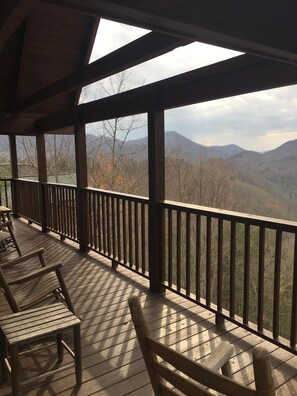 First floor porch main level looking at the mountains 