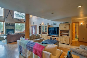 This vacation rental cabin boasts nearly 4,000 square feet of living space.