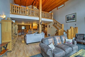 Custom woodwork can be seen throughout this rustic home.