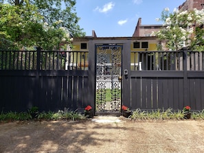 The Cottage driveway and gated entrance