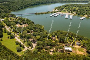 Arial view with ER Marina and our other 4 vacation properties.