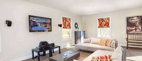 TV and Lounge area in Upstairs Queen bedroom/Media Room