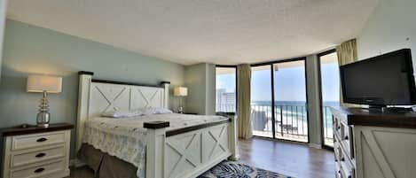 Master bedroom with beautiful views of the Gulf.