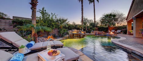 Large backyard with gorgeous views of the desert nights