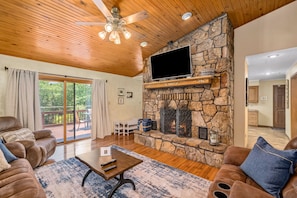 Snuggle up with your honey in front of the gas fireplace.