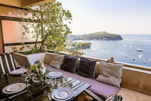 Dining area with panoramic sea view