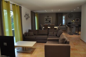 Living room and dining room.