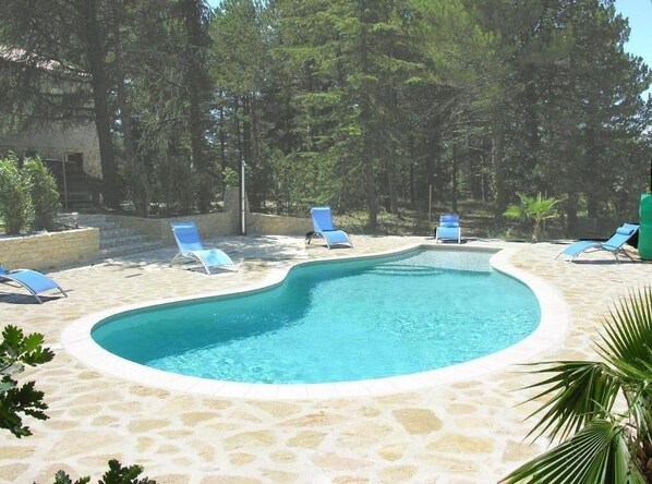 Private heated swimming pool.