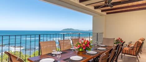 Crystal Sands 502 main patio -  8 person dining , spectacular ocean views
