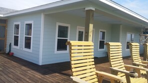 Large deck, ample seating, and great view!
