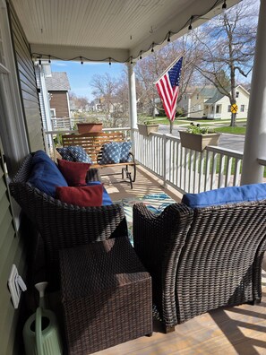 Lovely Front Porch with lights