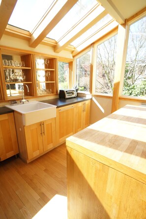 Kitchen comes full equipped, stocked by French trained chef