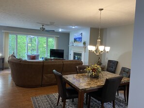 Marble dining room table with seating for 6