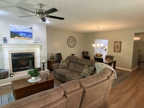 Great room with power reclining sectional sofa
