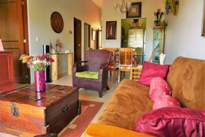 Comfortable futon style couch in living room