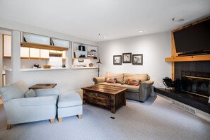 Living Room with Wood Fireplace (Firewood Not Included)