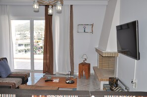 The living room with handmade furniture and accessories