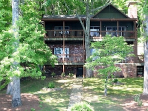 Lakeside view of newly renovated and expanded upper and lower deck.