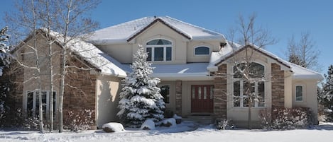 Front of house - blue sky is standard.  