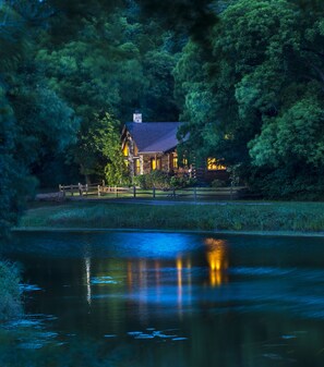 View from pond at dusk. 