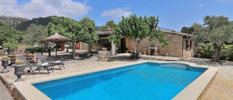 Finca, nature, vacances, été, piscine, jardin.