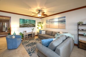 Comfy sectional for movie nights and relaxing evenings. Includes Queen sofa bed 