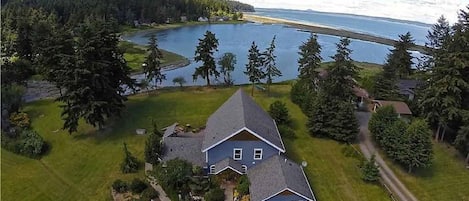 Situated on 2.5 private acres on Race Lagoon looking N to Saratoga Passage.  