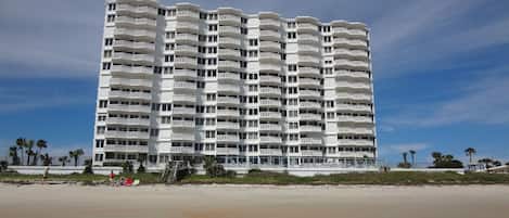 Beautiful ocean front condo building. Just walk out to the beach.