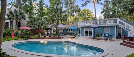 View of the spacious, beautiful backyard in this Hilton Head house!