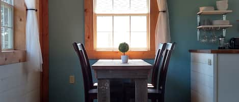 Dining table overlooking Lake Superior.