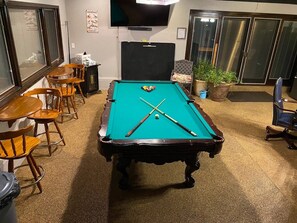 Oversized 8' Pool & Conversion Ping Pong   Table & 70" Flat Screen Smart TV.