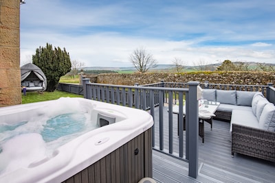 Hot tub, spa-like garden, log burner