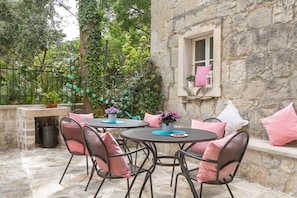 Charming and peaceful garden where you can take a break with glass of wine.