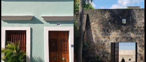 The house front, with historic door into Old San Juan located around the corner.